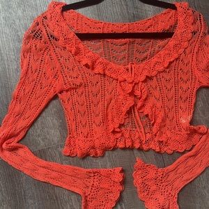 Free People Dainty Coral Lace Shrug - Women’s S
